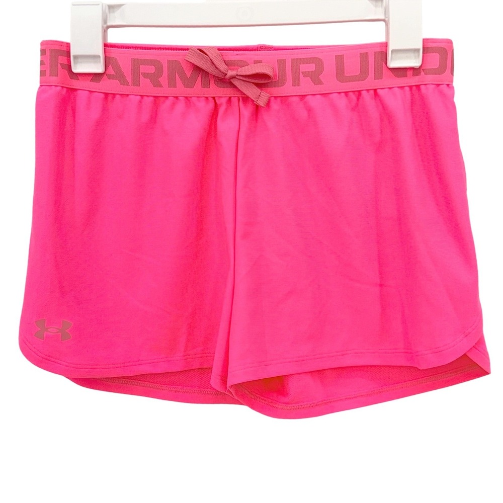 NWT Under Armour Heatgear Girls Play Up Loose Shorts YL Hot Pink Athletic